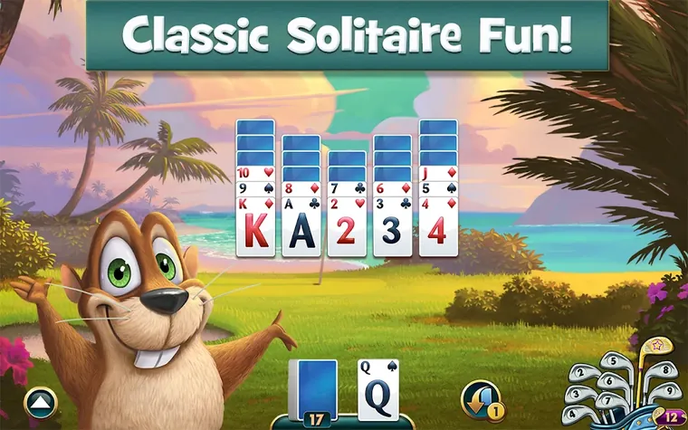 Fairway Solitaire - Card Game screenshot showing a golf course table with a solitaire card layout