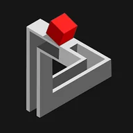 hocus. app icon, a minimalist impossible-geometry puzzle
