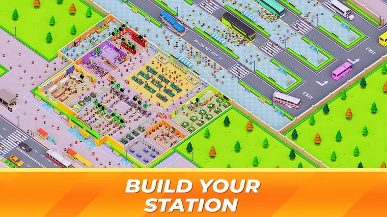 Idle Bus Station - Tycoon Game screenshot of the station layout during an expansion step