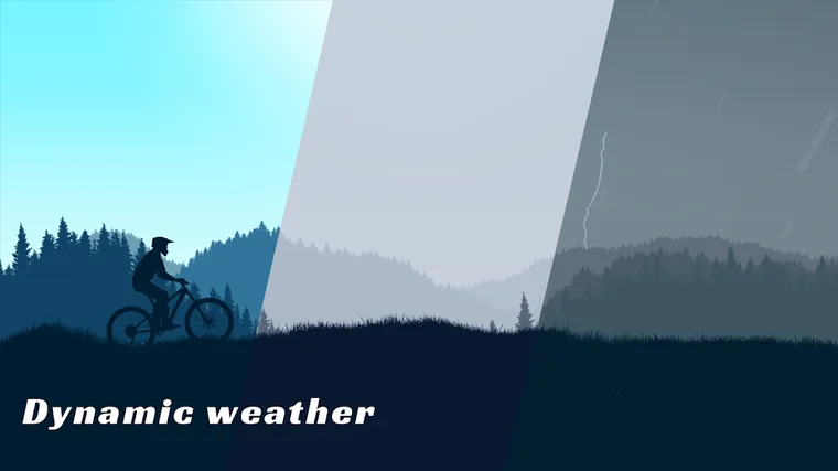 Mountain Bike Xtreme screenshot showing the dynamic weather effect on a night trail